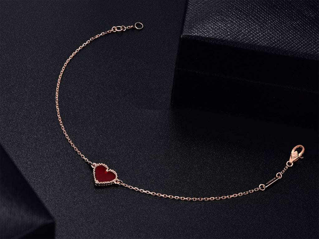 VCA HEART CARNELIAN PINK GOLD BRACELET