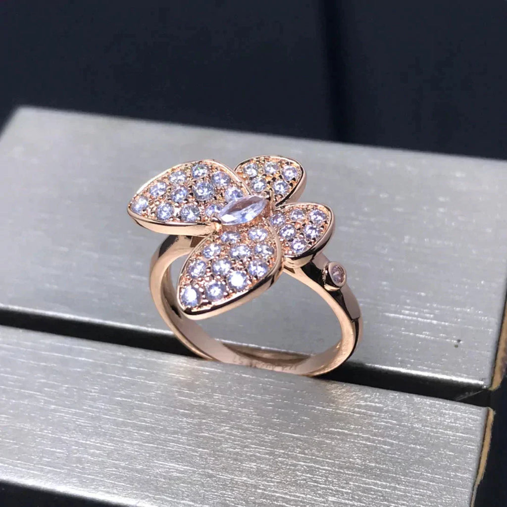 VCA BUTTERFLY PINK GOLD DIAMOND RING