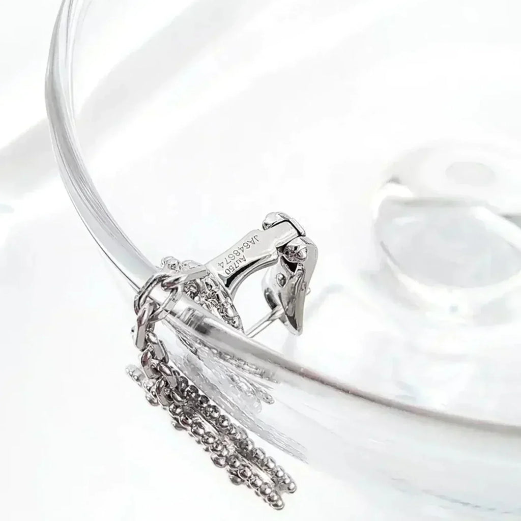 VCA CLOVER 2 MOTIFS DIAMOND ONYX EARRINGS SILVER