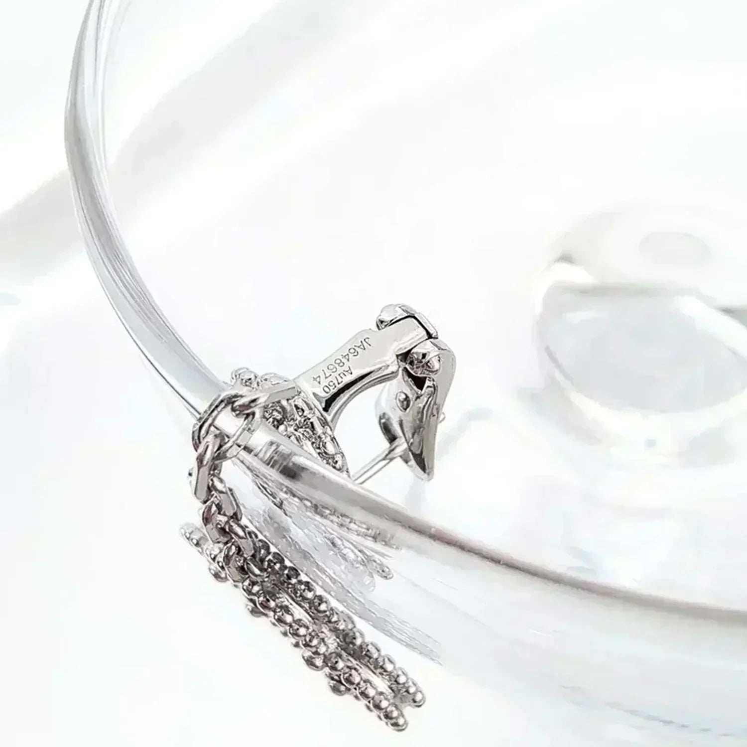 VCA CLOVER 2 MOTIFS DIAMOND ONYX EARRINGS SILVER
