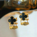 VCA CLOVER MEDIUM 1 MOTIFS ONYX STUD EARRINGS