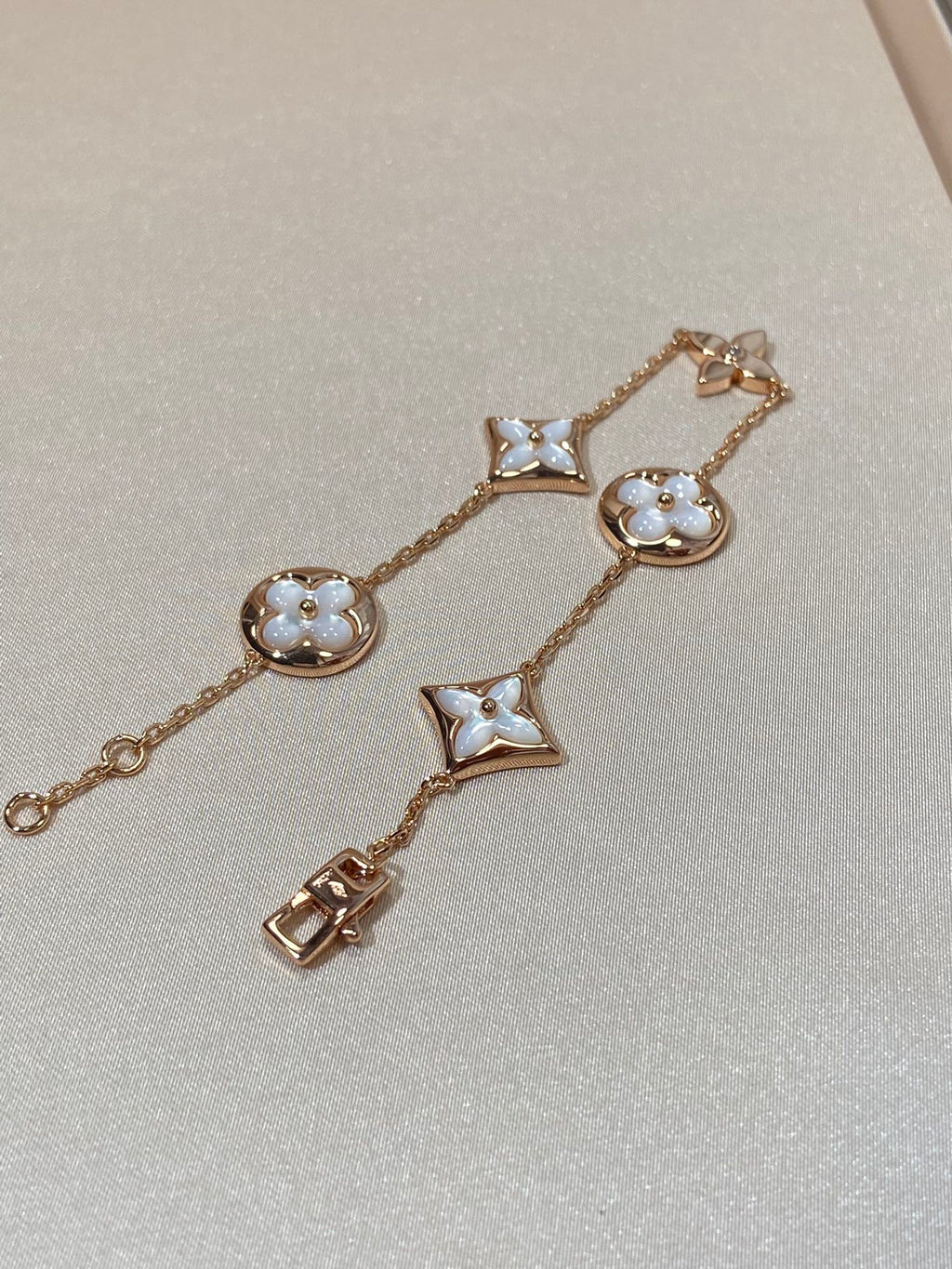 LOUIS VUITTON STAR AND SUN 5 MOTIF MOP PINK GOLD BRACELET