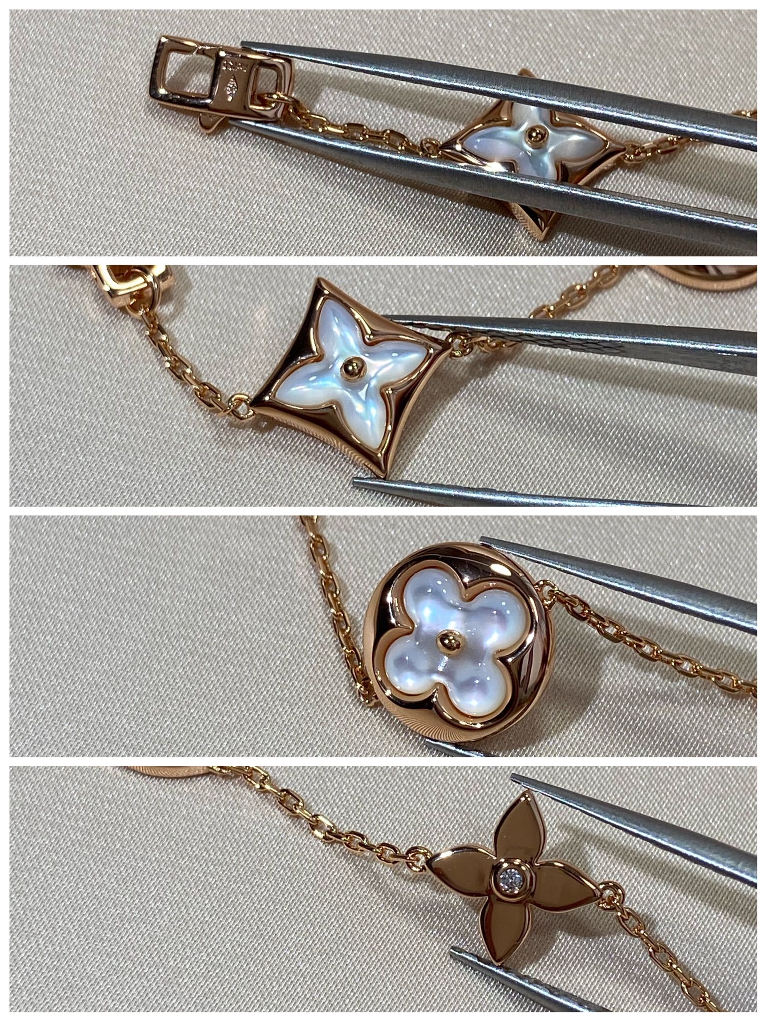 LOUIS VUITTON STAR AND SUN 5 MOTIF MOP PINK GOLD BRACELET