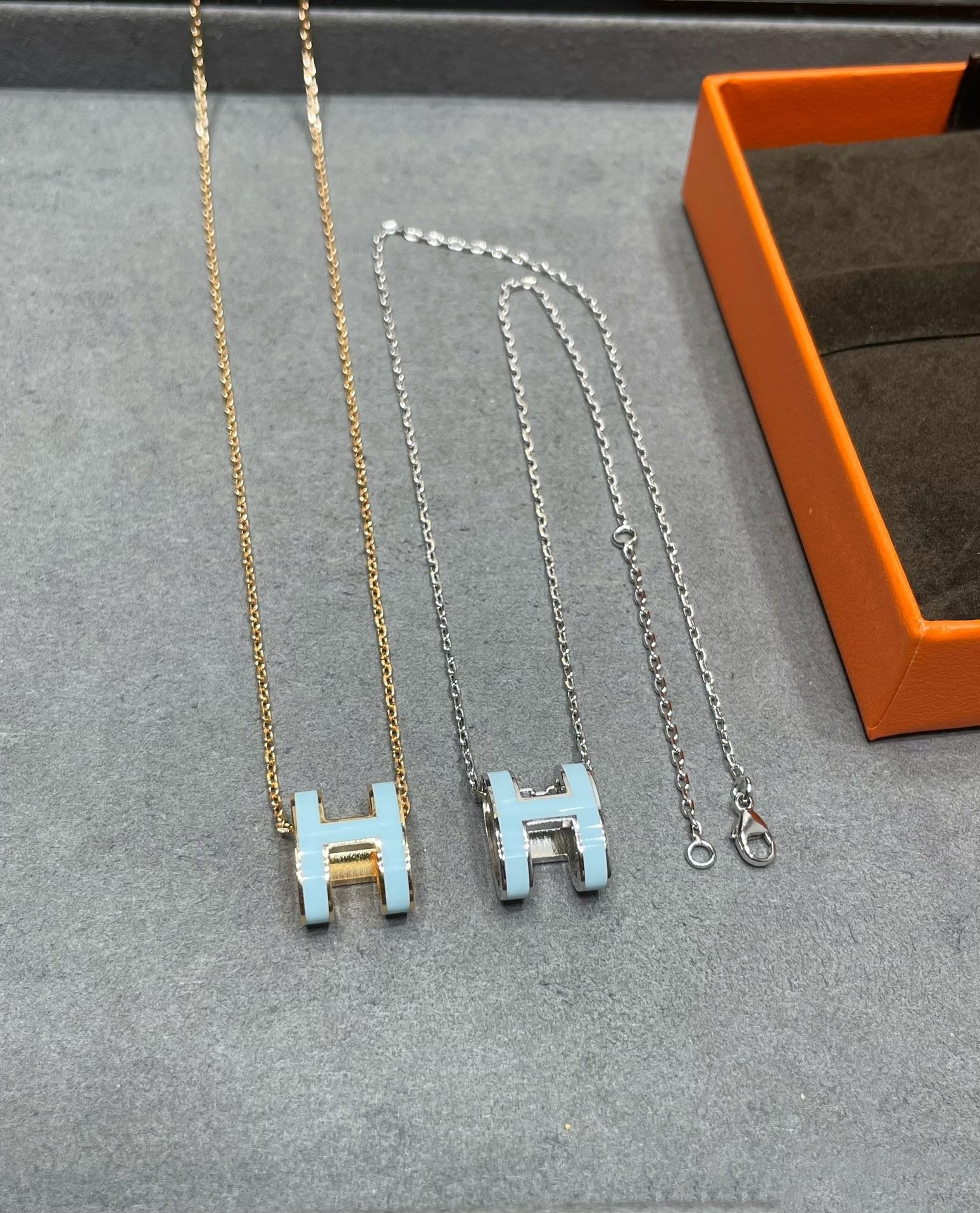 HERMES POP H SKY BLUE NECKLACE