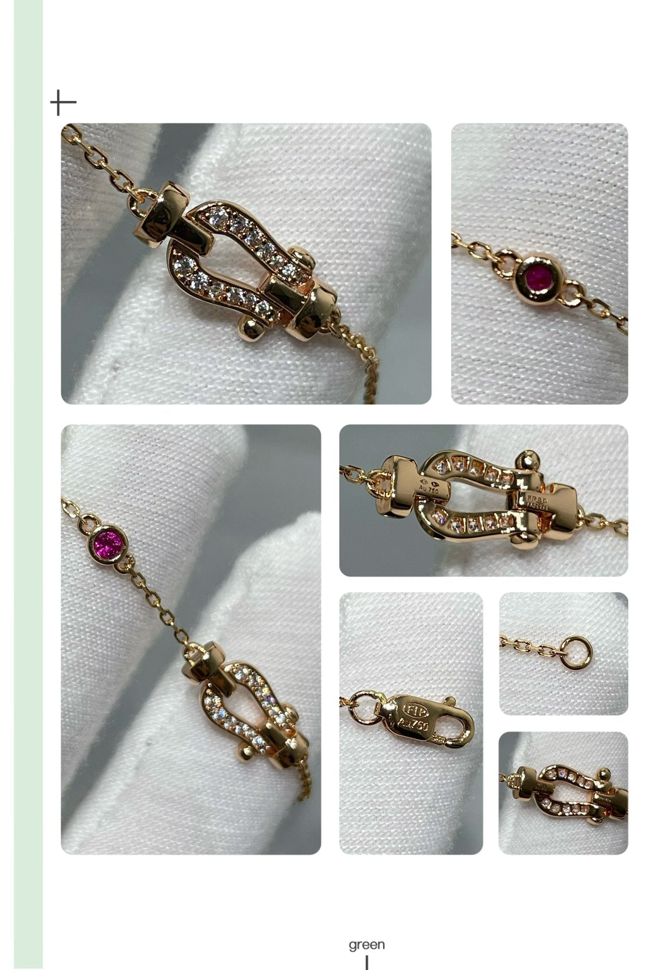 FRED FORCE 10 DIAMOND CHAIN LINK PINK GOLD BRACELET