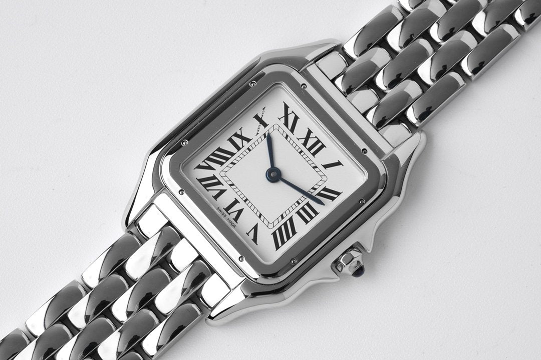 CARTIER PANTHERE 27MM SILVER CASE WHITE DIAL