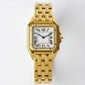 CARTIER PANTHERE 27MM GOLD CASE DIAMOND BEZEL WHITE DIAL