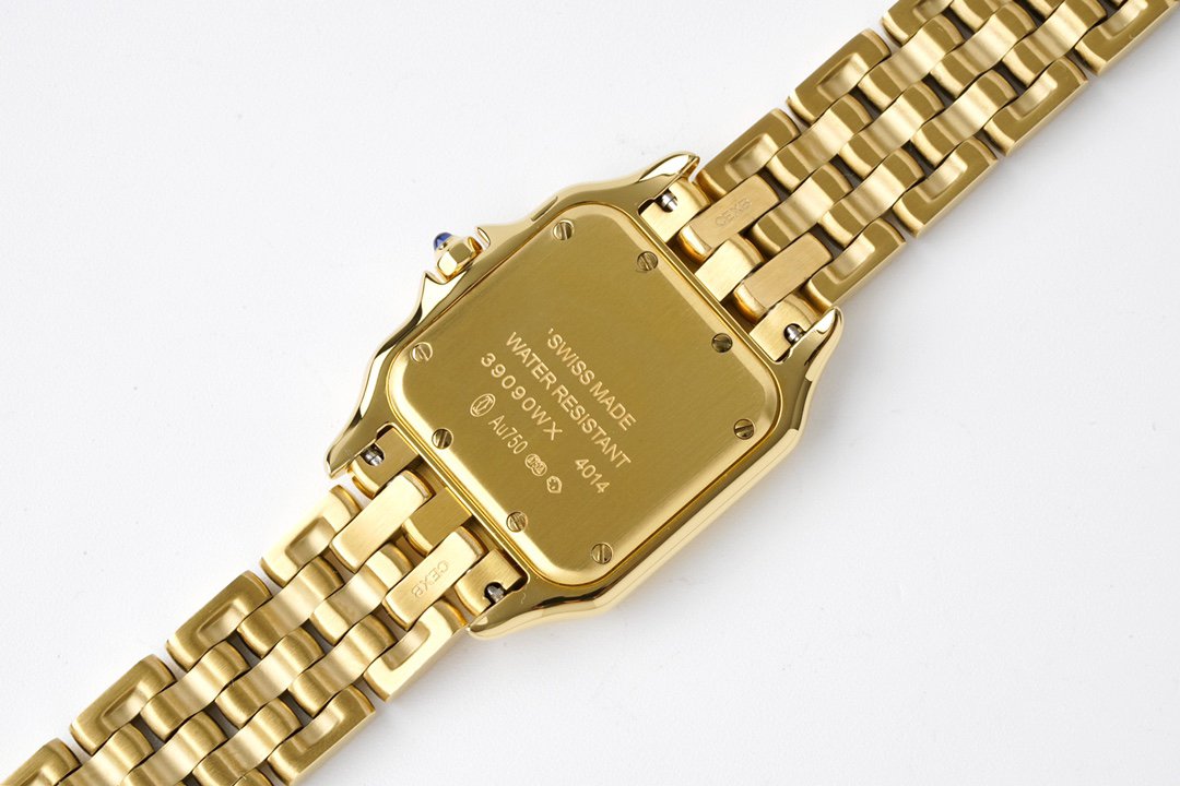 CARTIER PANTHERE 27MM GOLD CASE DIAMOND BEZEL WHITE DIAL