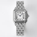 CARTIER PANTHERE 27MM SILVER CASE DIAMOND BEZEL WHITE DIAL