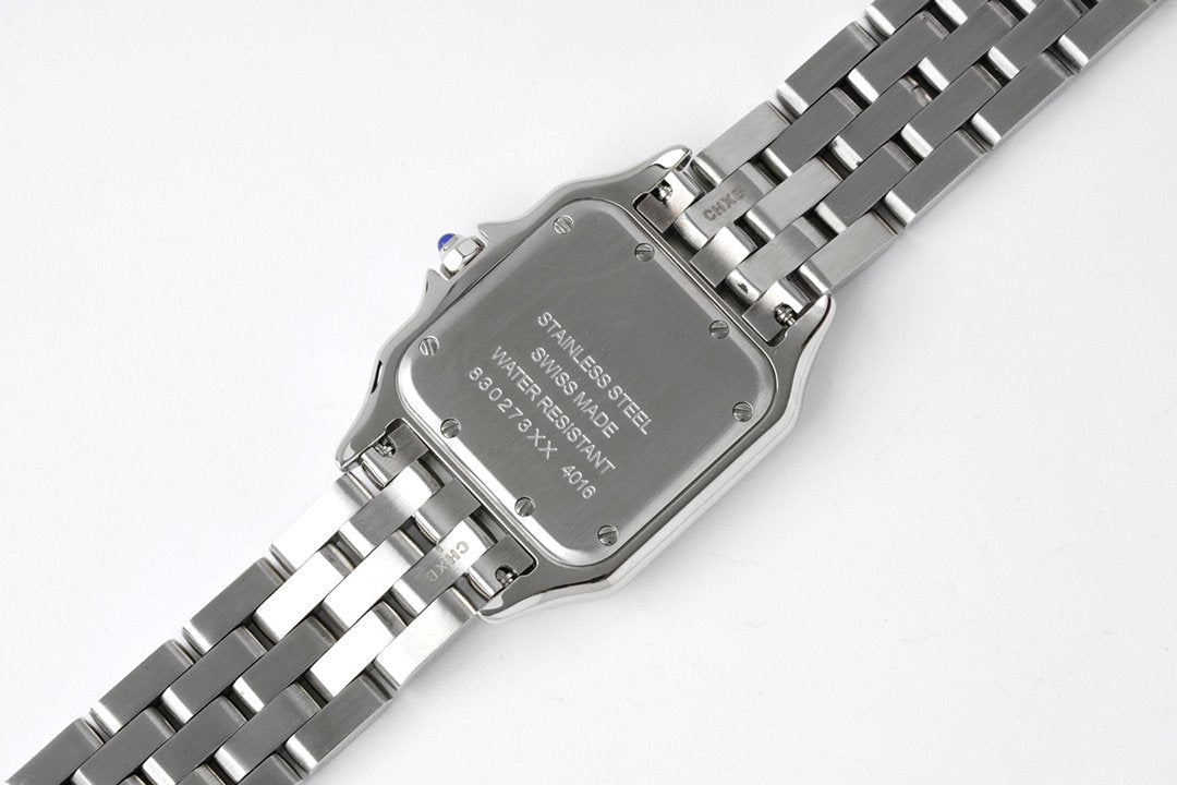 CARTIER PANTHERE 27MM SILVER CASE DIAMOND BEZEL WHITE DIAL