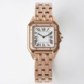 CARTIER PANTHERE 27MM PINK GOLD CASE DIAMOND BEZEL WHITE DIAL