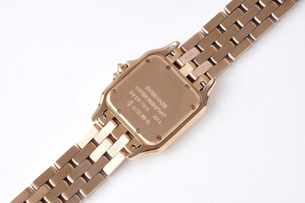 CARTIER PANTHERE 27MM PINK GOLD CASE DIAMOND BEZEL WHITE DIAL