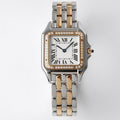 CARTIER PANTHERE 27MM PINK GOLD SILVER CASE DIAMOND BEZEL WHITE DIAL