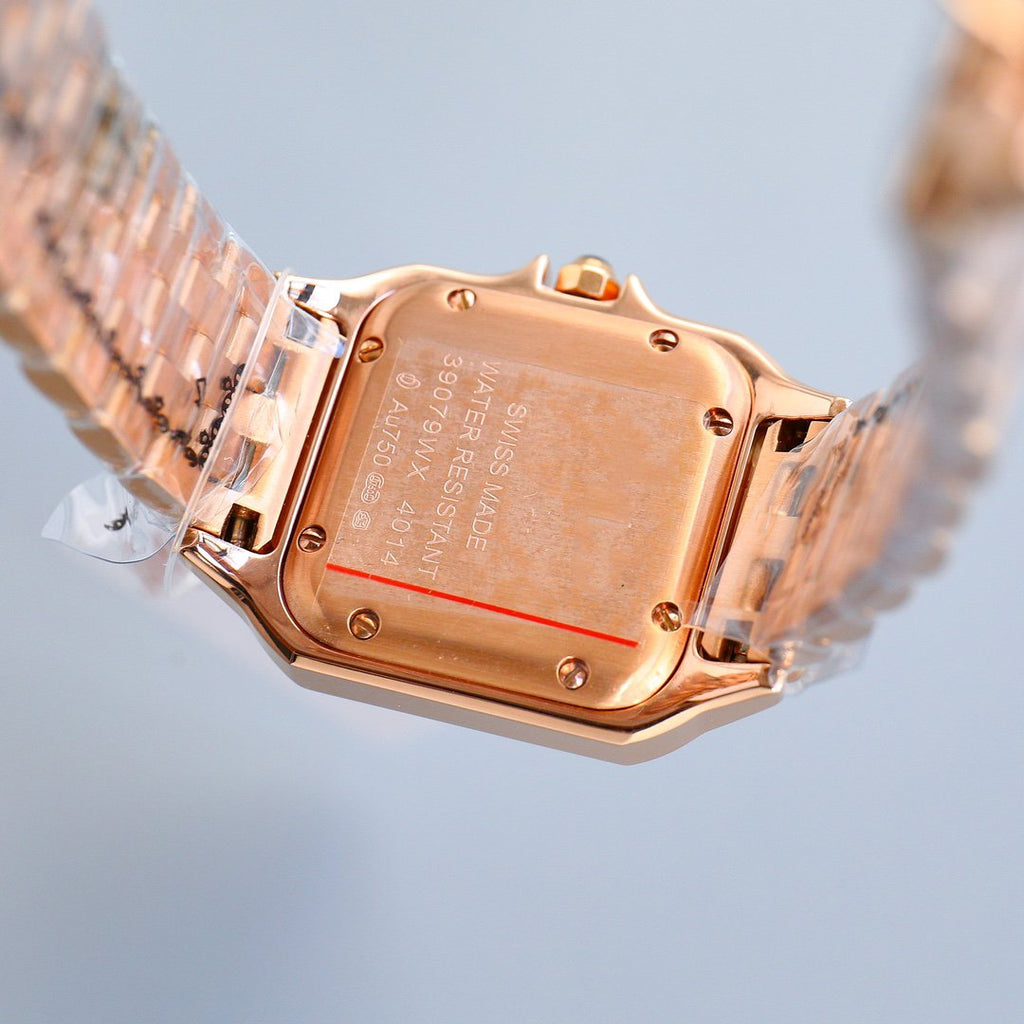 CARTIER PANTHERE 27MM PINK GOLD CASE DIAMOND BEZEL DIAMOND DIAL