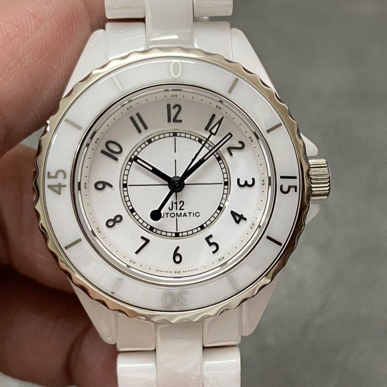 CHANEL J12 Automatic White Ceramic Black Numerals White Dial