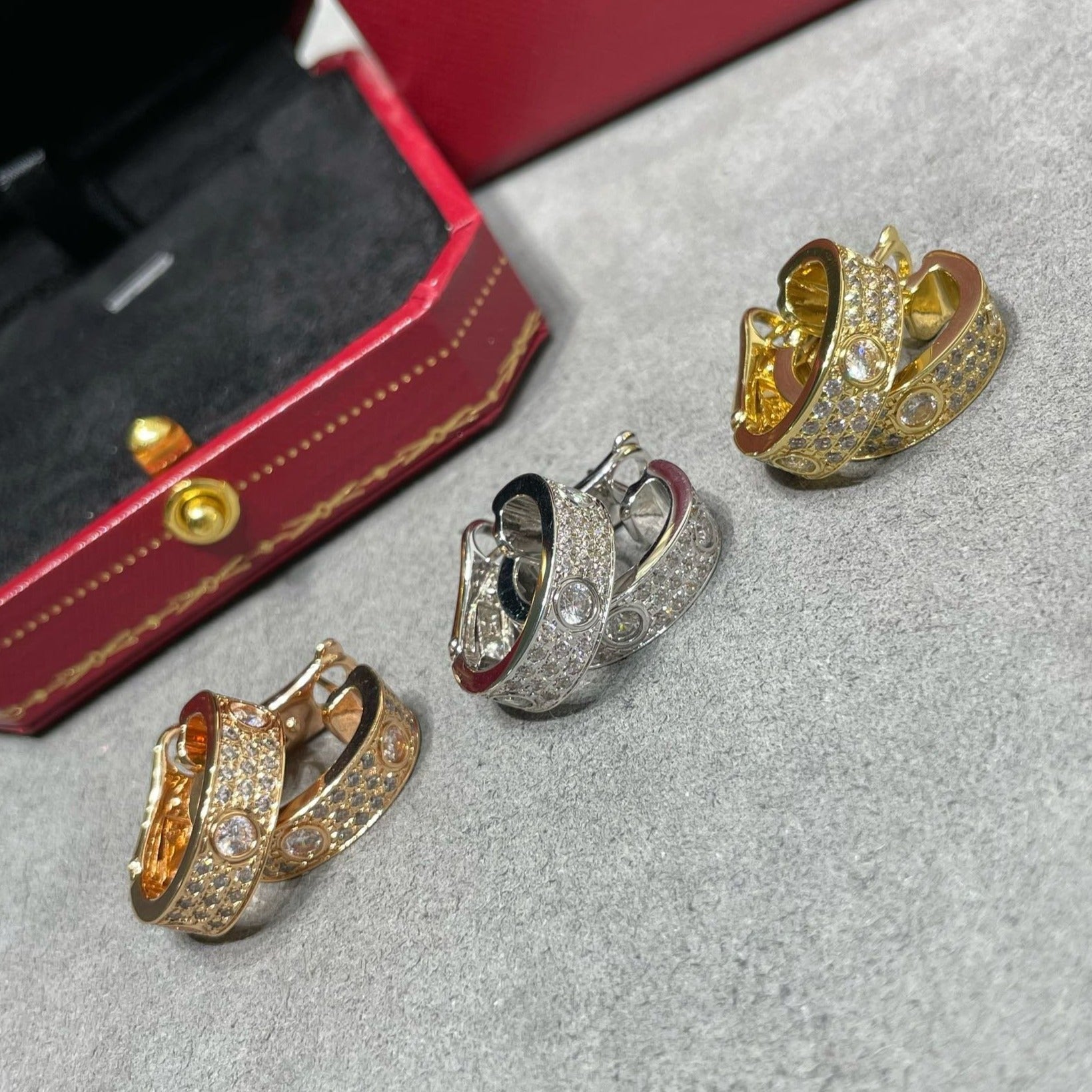 CARTIER LOVE 5.5MM DIAMOND PAVED EARRINGS
