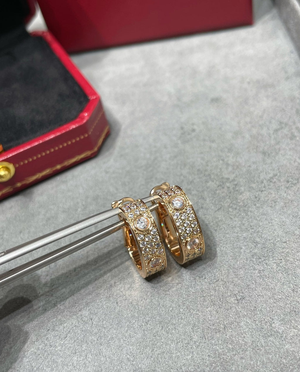 CARTIER LOVE 5.5MM DIAMOND PAVED EARRINGS