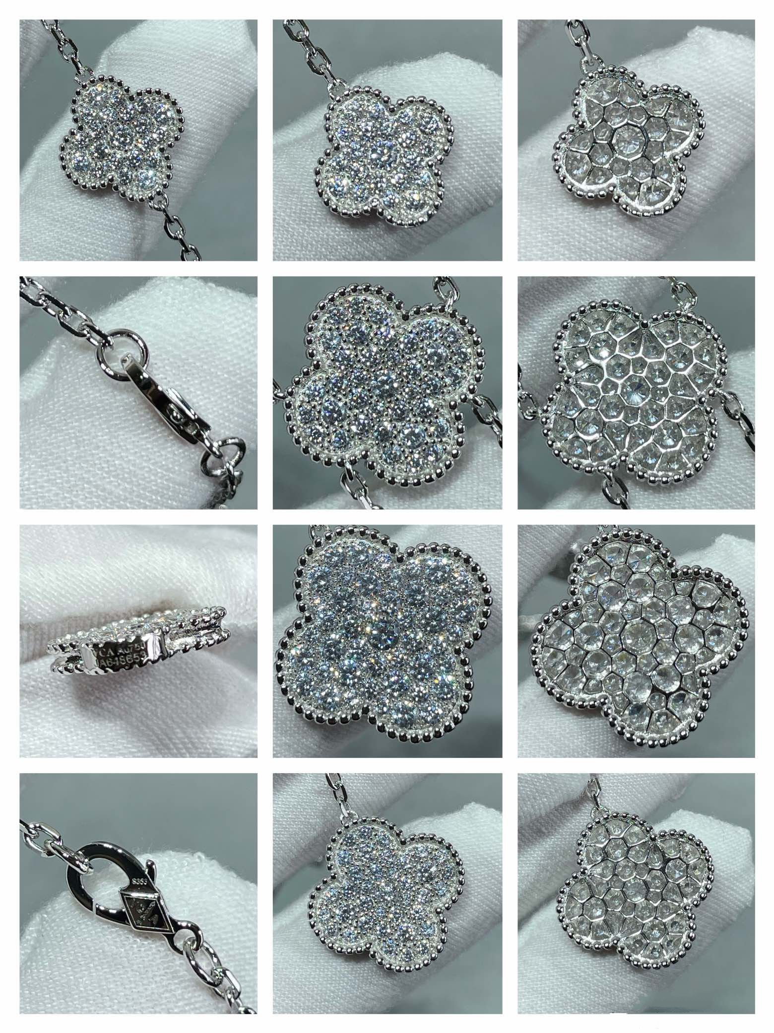 VCA CLOVER 6 MOTIF DIAMOND PAVED NECKLACE
