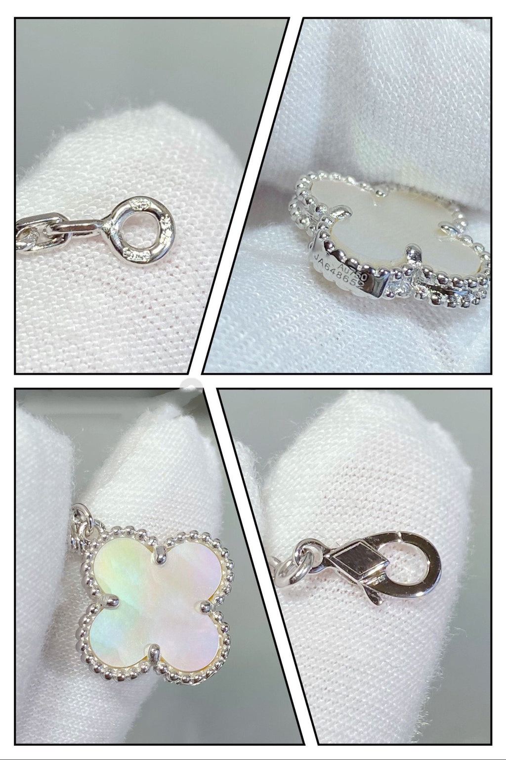 VCA CLOVER 5 MOTIF WHITE MOP SILVER BRACELET