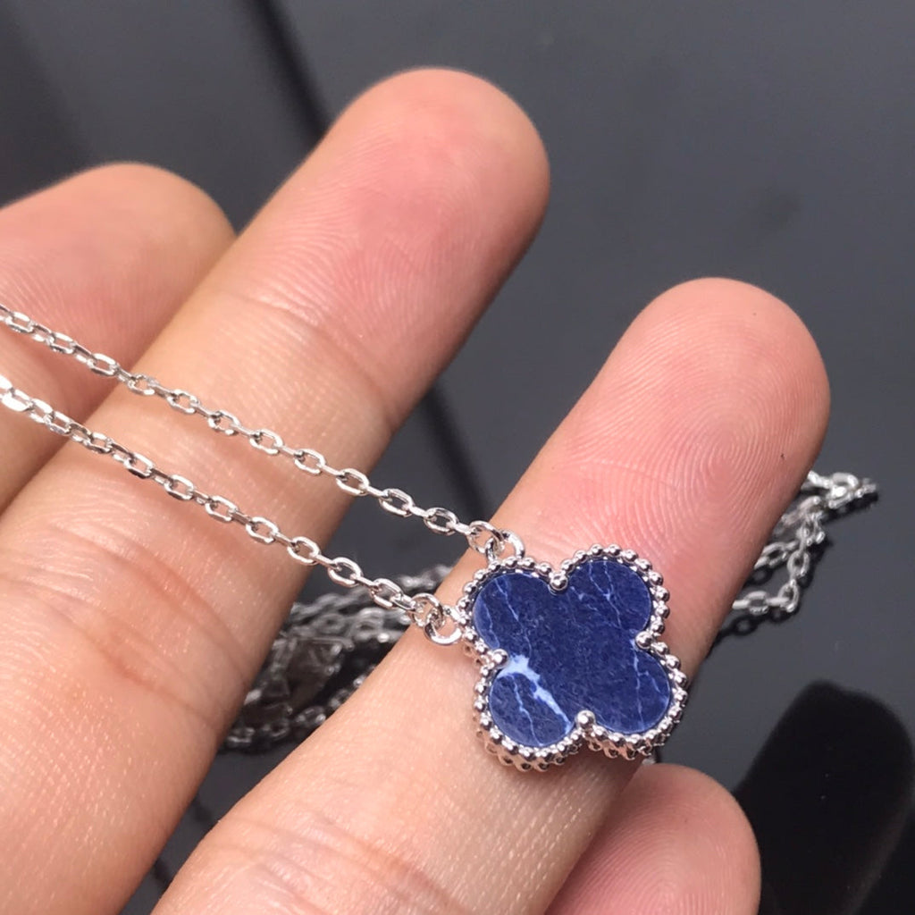 VCA CLOVER PIETERSITE SILVER LONG NECKLACE