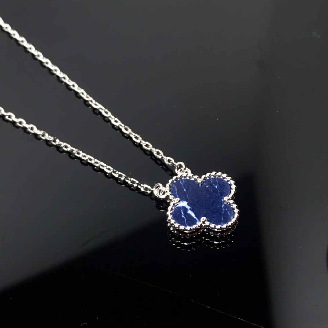 VCA CLOVER PIETERSITE SILVER LONG NECKLACE