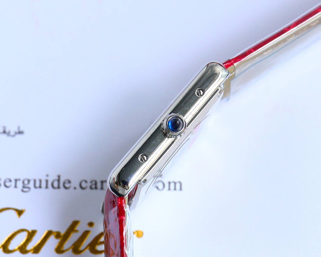 CARTIER TANK MUST SMALL CROCODILE STRAP WHITE DIAL