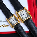 CARTIER TANK MUST SMALL GOLD LEATHER STRAP WHITE DIAL
