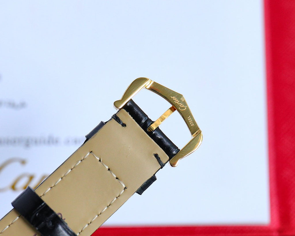 CARTIER TANK MUST SMALL GOLD LEATHER STRAP WHITE DIAL