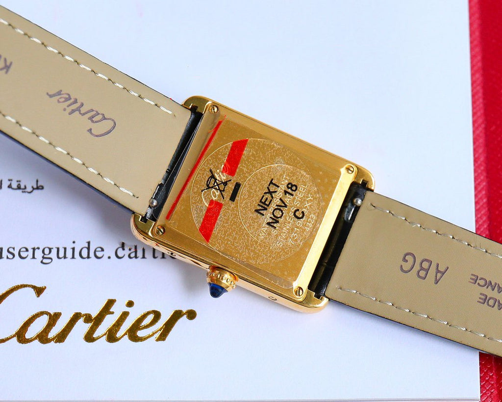 CARTIER TANK MUST SMALL GOLD LEATHER STRAP WHITE DIAL