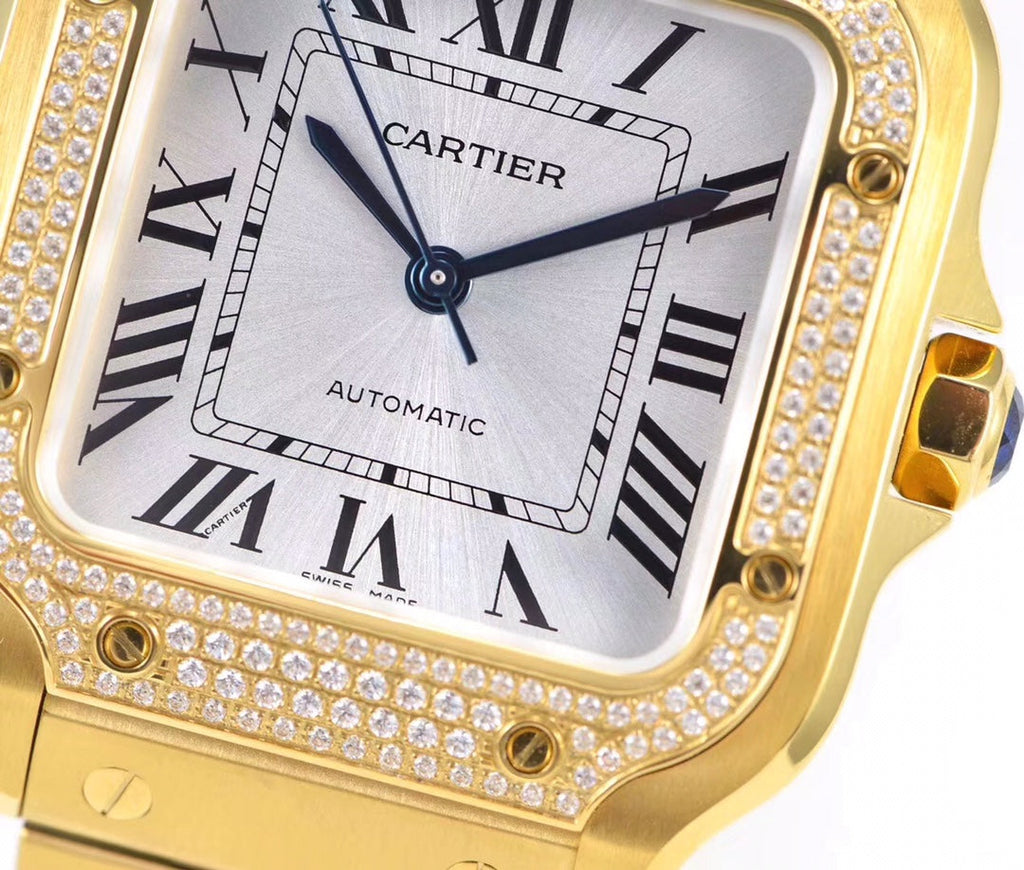 CARTIER SANTOS LADY 35.1MM AUTOMATIC GOLD DIAMOND BEZEL