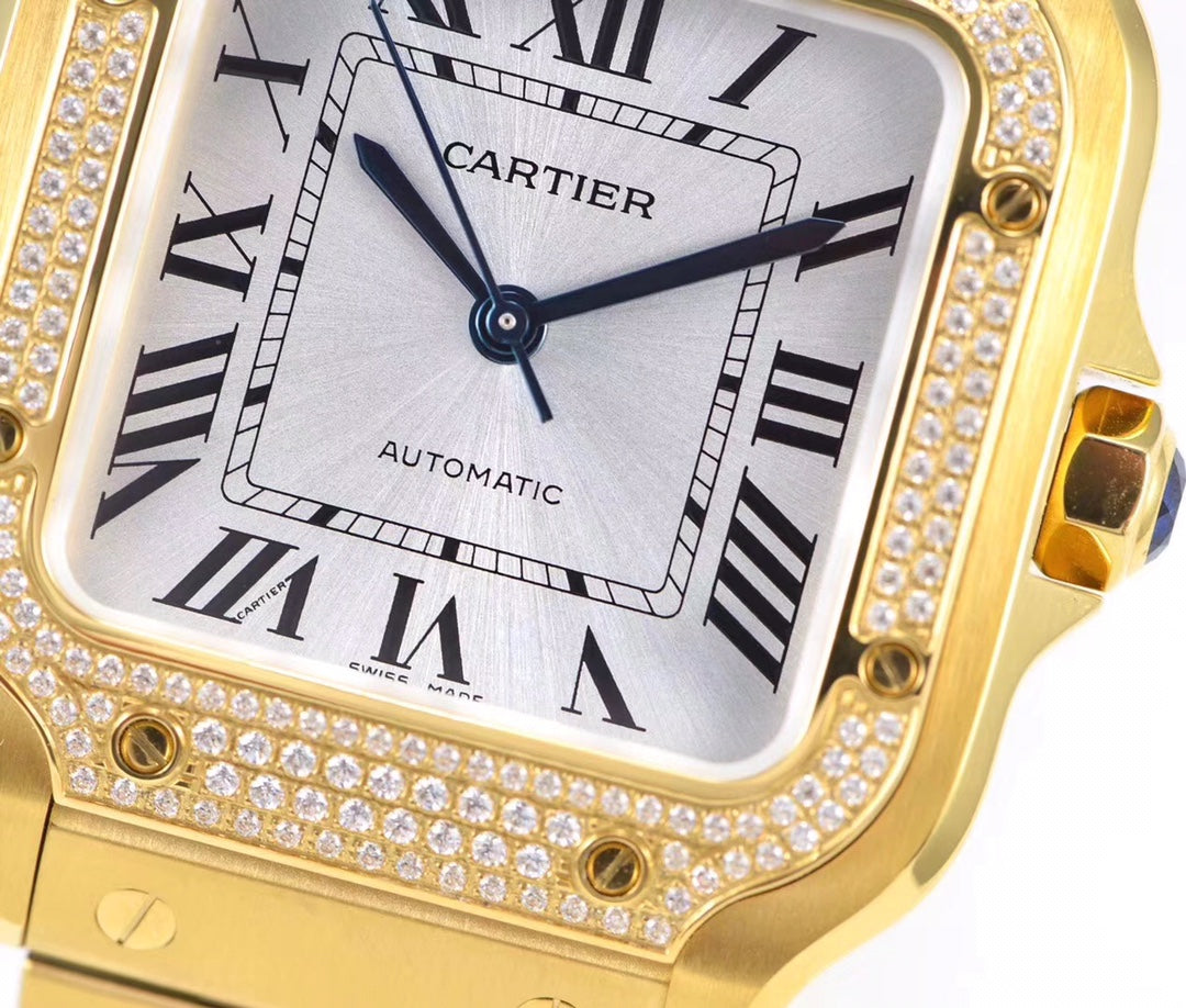 CARTIER SANTOS LADY 35.1MM AUTOMATIC GOLD DIAMOND BEZEL