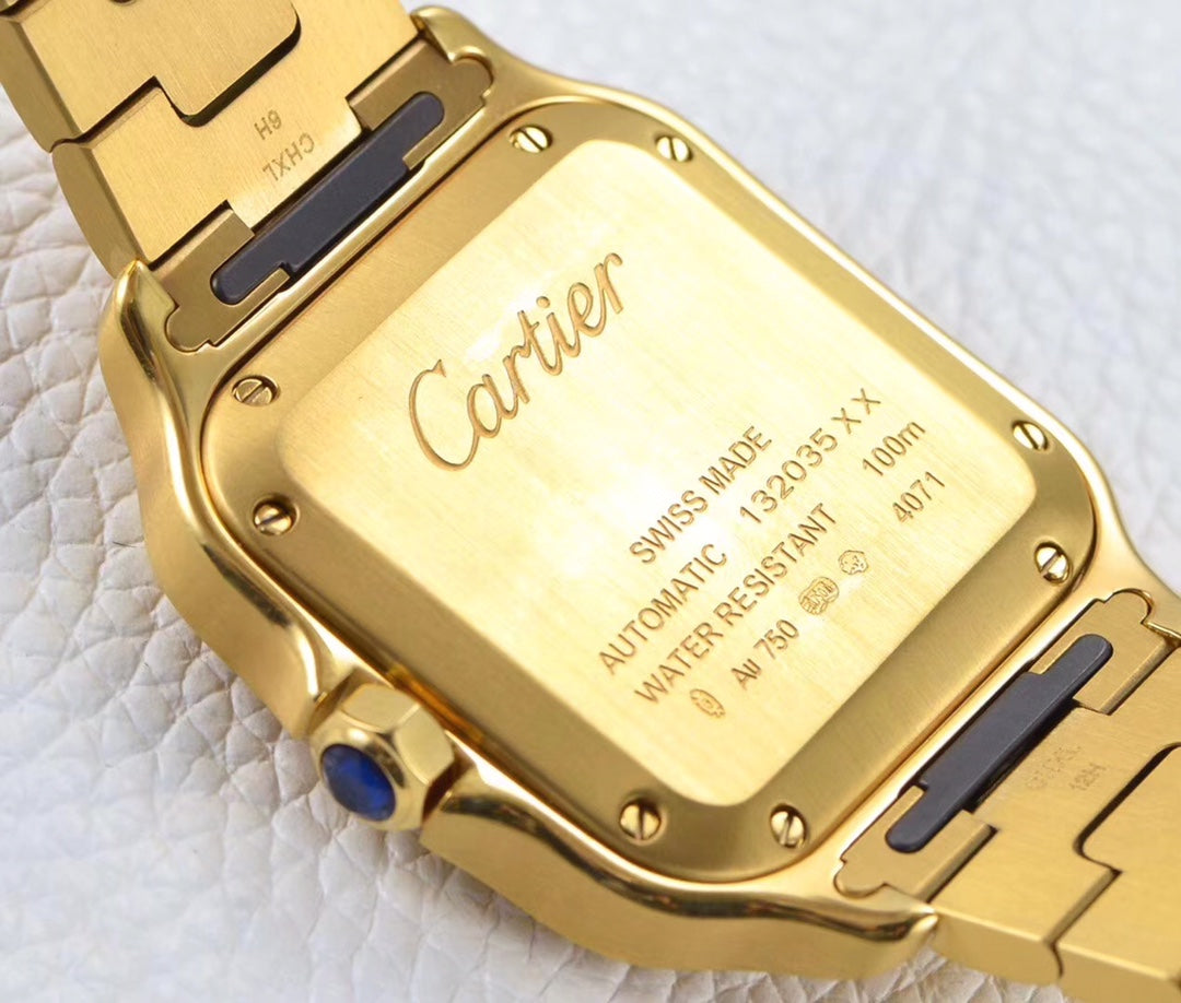 CARTIER SANTOS LADY 35.1MM AUTOMATIC GOLD DIAMOND BEZEL