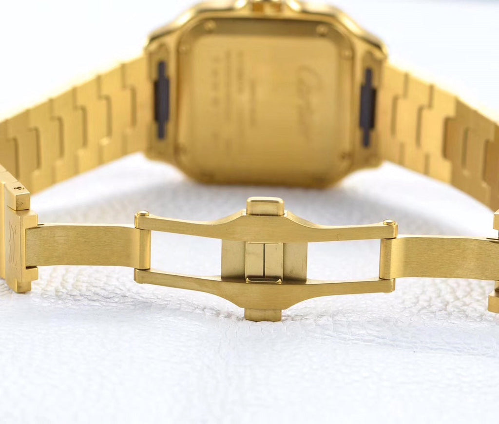 CARTIER SANTOS LADY 35.1MM AUTOMATIC GOLD DIAMOND BEZEL