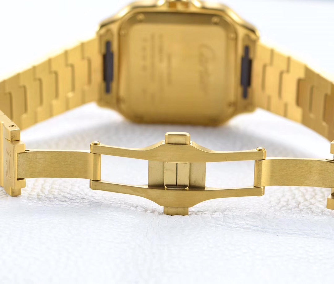 CARTIER SANTOS LADY 35.1MM AUTOMATIC GOLD DIAMOND BEZEL