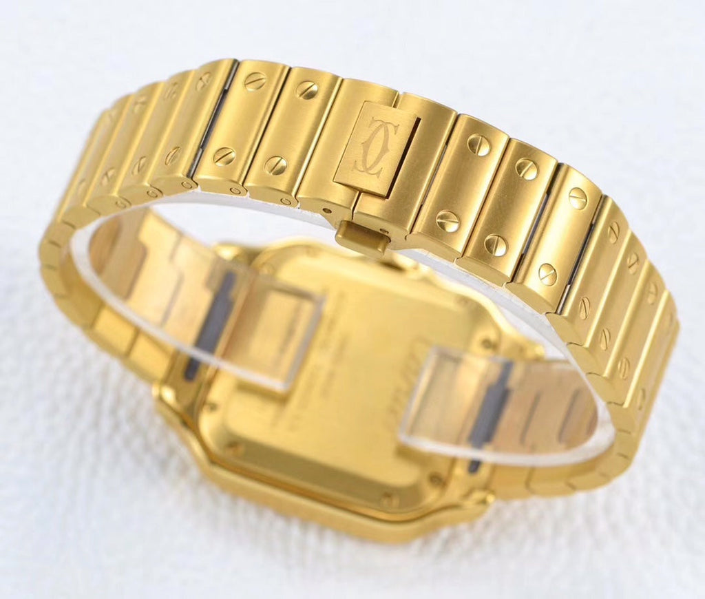 CARTIER SANTOS LADY 35.1MM AUTOMATIC GOLD DIAMOND BEZEL