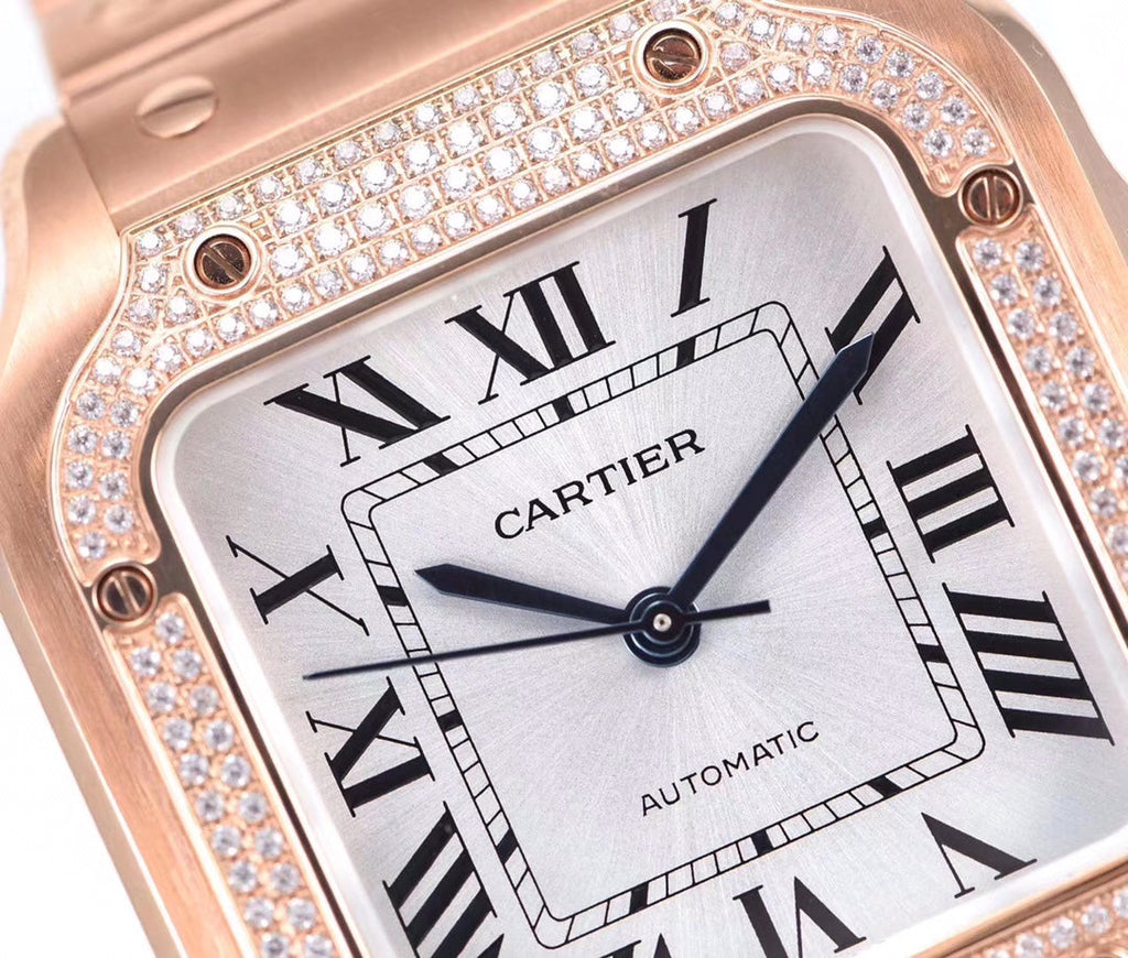 CARTIER SANTOS LADY 35.1MM AUTOMATIC PINK GOLD DIAMOND BEZEL