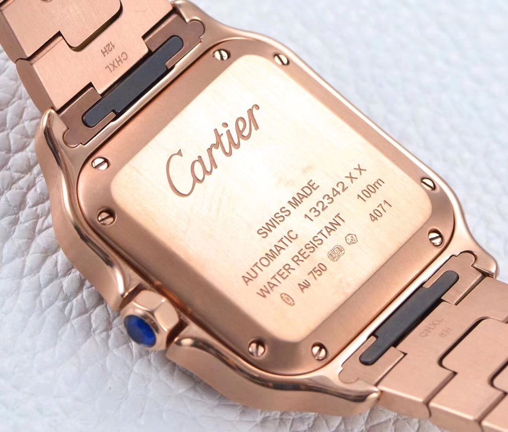 CARTIER SANTOS LADY 35.1MM AUTOMATIC PINK GOLD DIAMOND BEZEL