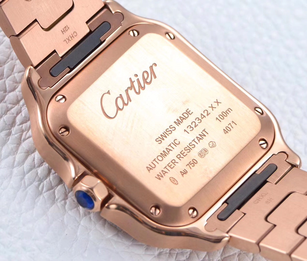 CARTIER SANTOS LADY 35.1MM AUTOMATIC PINK GOLD DIAMOND BEZEL
