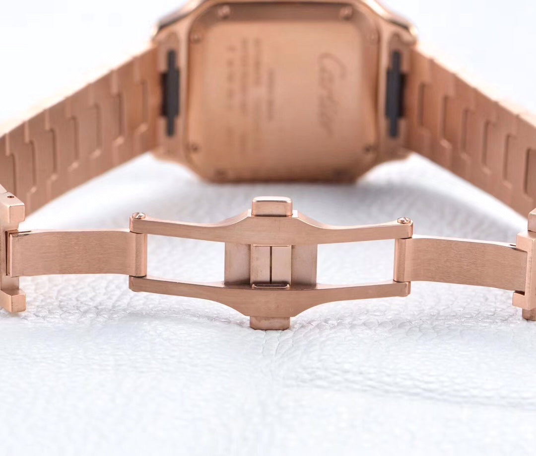 CARTIER SANTOS LADY 35.1MM AUTOMATIC PINK GOLD DIAMOND BEZEL