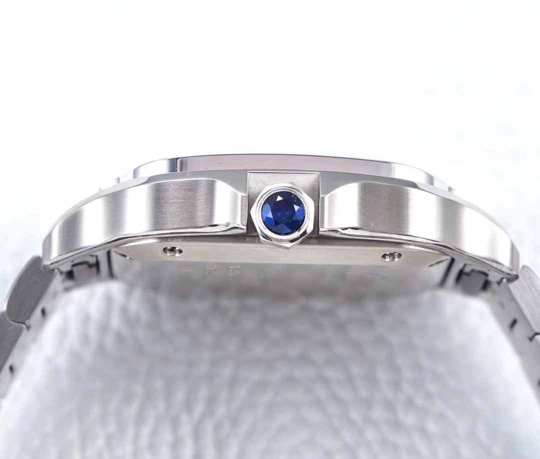 CARTIER SANTOS LADY 35.1MM AUTOMATIC SILVER DIAMOND BEZEL