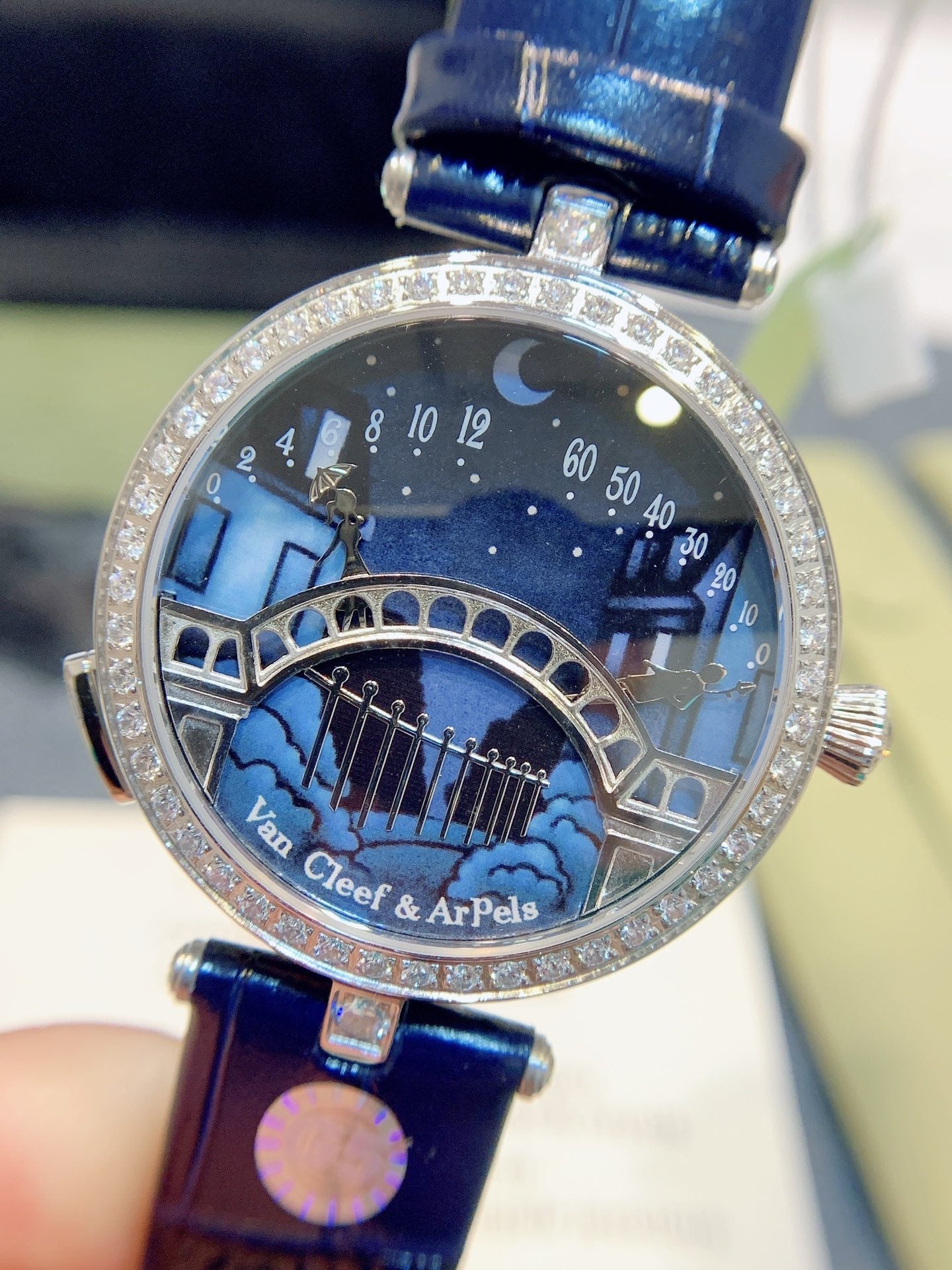 VAN CLEEF & ARPELS LADY ARPELS LOVER BRIDGE BLUE CROCODILE