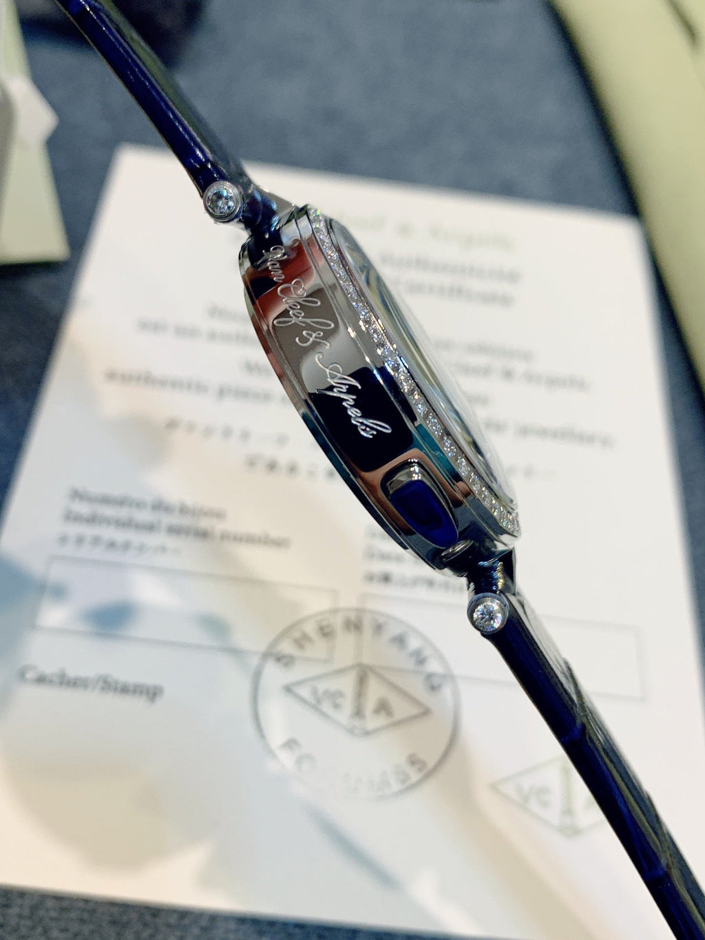 VAN CLEEF & ARPELS LADY ARPELS LOVER BRIDGE BLUE CROCODILE