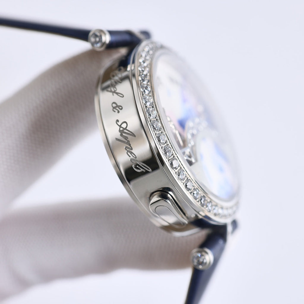VAN CLEEF & ARPELS LADY ARPELS LOVER BRIDGE WHITE DIAL BLUE STRAP