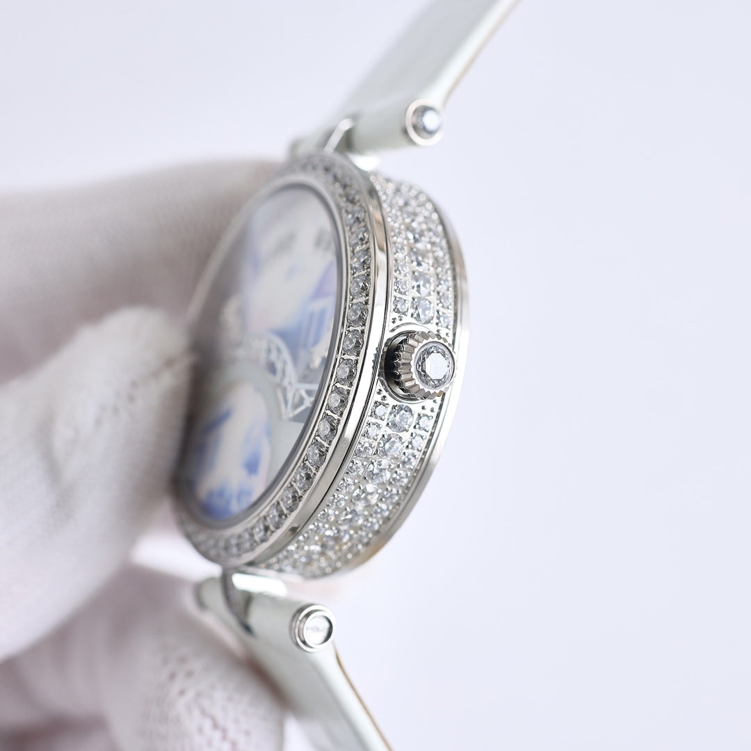 VAN CLEEF & ARPELS LADY ARPELS LOVER BRIDGE WHITE DIAL WHITE STRAP