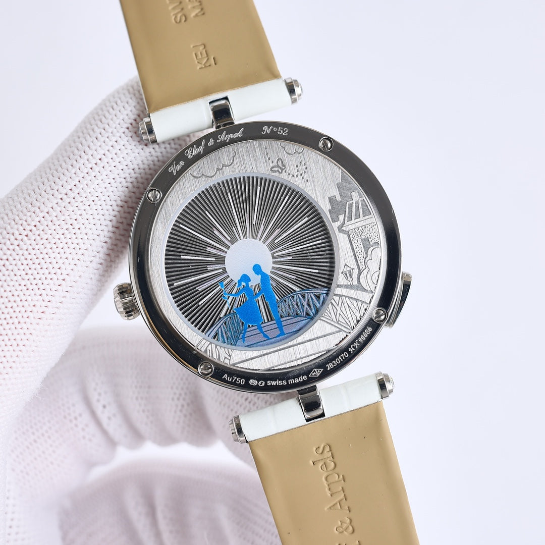 VAN CLEEF & ARPELS LADY ARPELS LOVER BRIDGE WHITE DIAL WHITE STRAP