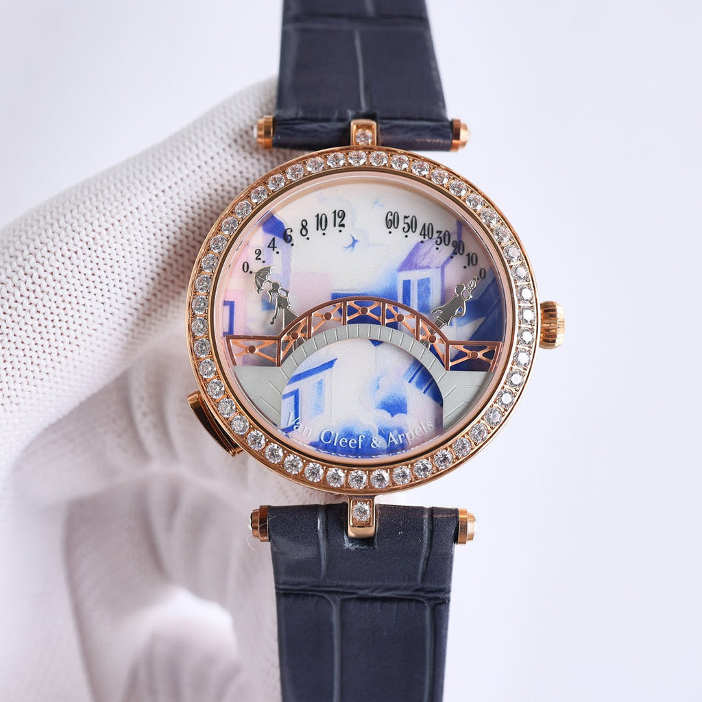 VAN CLEEF & ARPELS LADY ARPELS LOVER BRIDGE WHITE DIAL PINK GOLD CASE