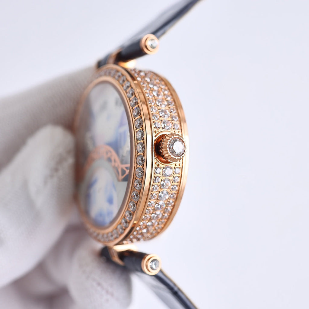 VAN CLEEF & ARPELS LADY ARPELS LOVER BRIDGE WHITE DIAL PINK GOLD CASE