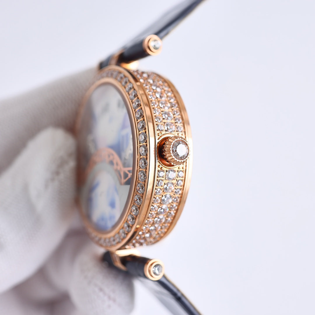 VAN CLEEF & ARPELS LADY ARPELS LOVER BRIDGE WHITE DIAL PINK GOLD CASE