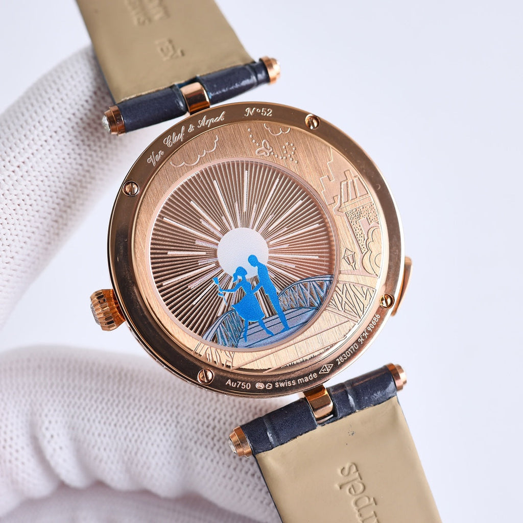 VAN CLEEF & ARPELS LADY ARPELS LOVER BRIDGE WHITE DIAL PINK GOLD CASE