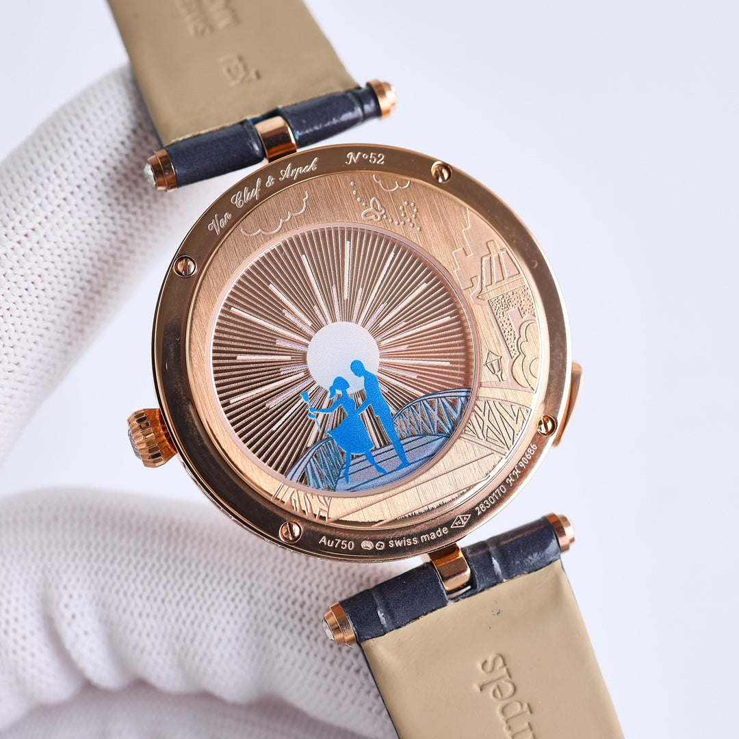 VAN CLEEF & ARPELS LADY ARPELS LOVER BRIDGE WHITE DIAL PINK GOLD CASE